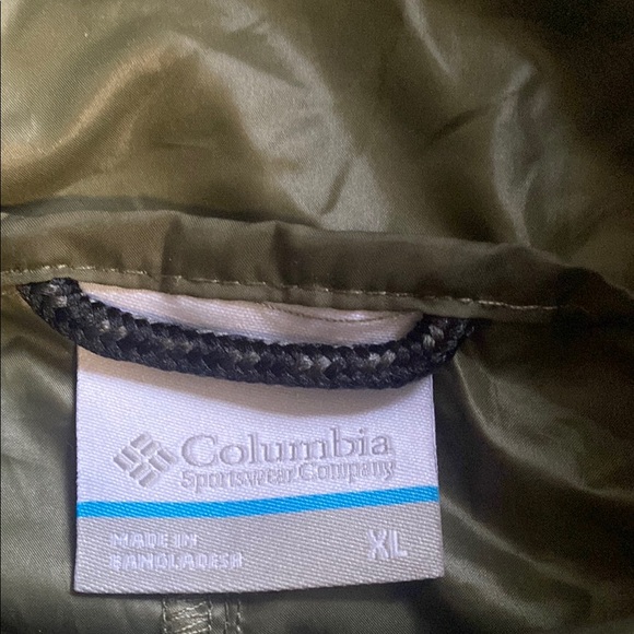 Columbia Women Sz XL Two-Tone Green Hooded Jacket Windbreaker Light Coat Elastic - Picture 4 of 6